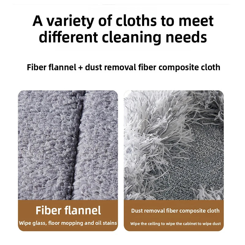 Portable Fold Triangle Head Floor Mop Cleaner Tool Mop 360 Rotation Cleaning For  Kitchen Walls And Ceilings Microfiber Pad