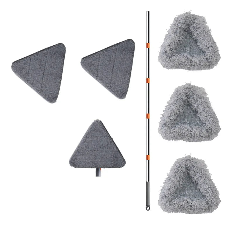 Portable Fold Triangle Head Floor Mop Cleaner Tool Mop 360 Rotation Cleaning For  Kitchen Walls And Ceilings Microfiber Pad